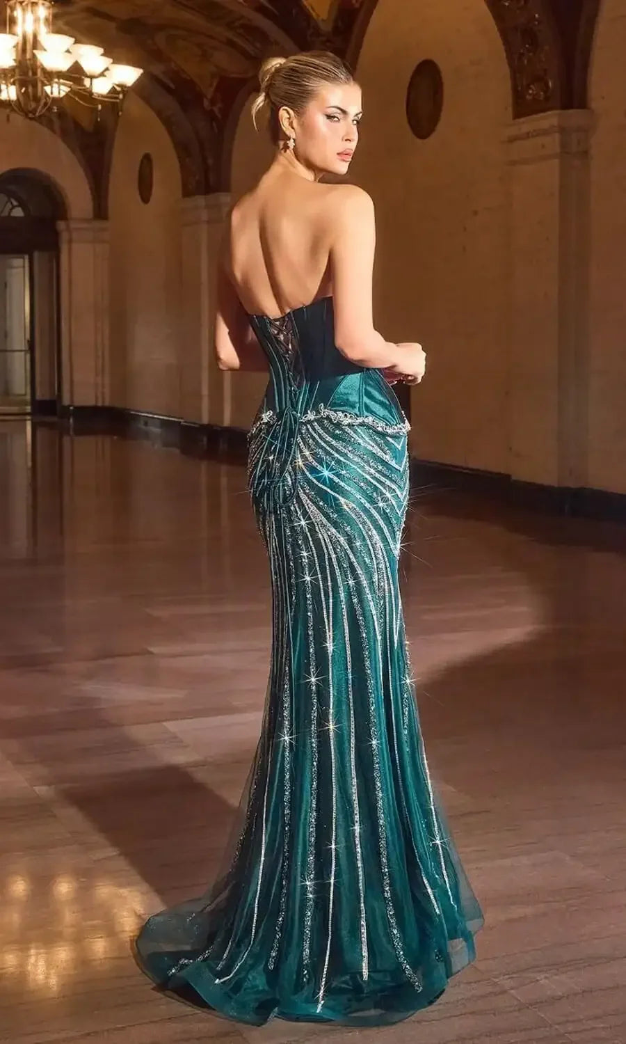 NEELA GOWN - STRAPLESS MERMAID DRESS WITH SCULPTED CORSET BODICE