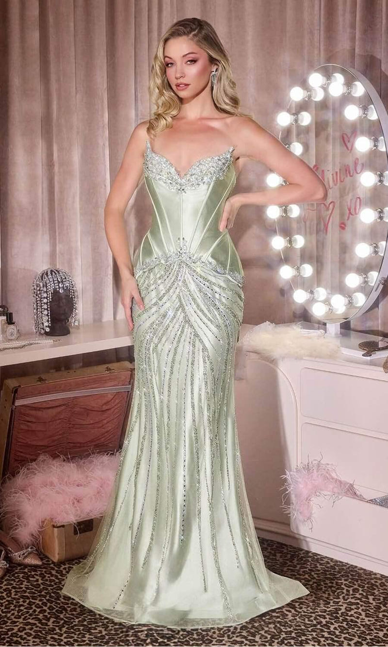 NEELA GOWN - STRAPLESS MERMAID DRESS WITH SCULPTED CORSET BODICE