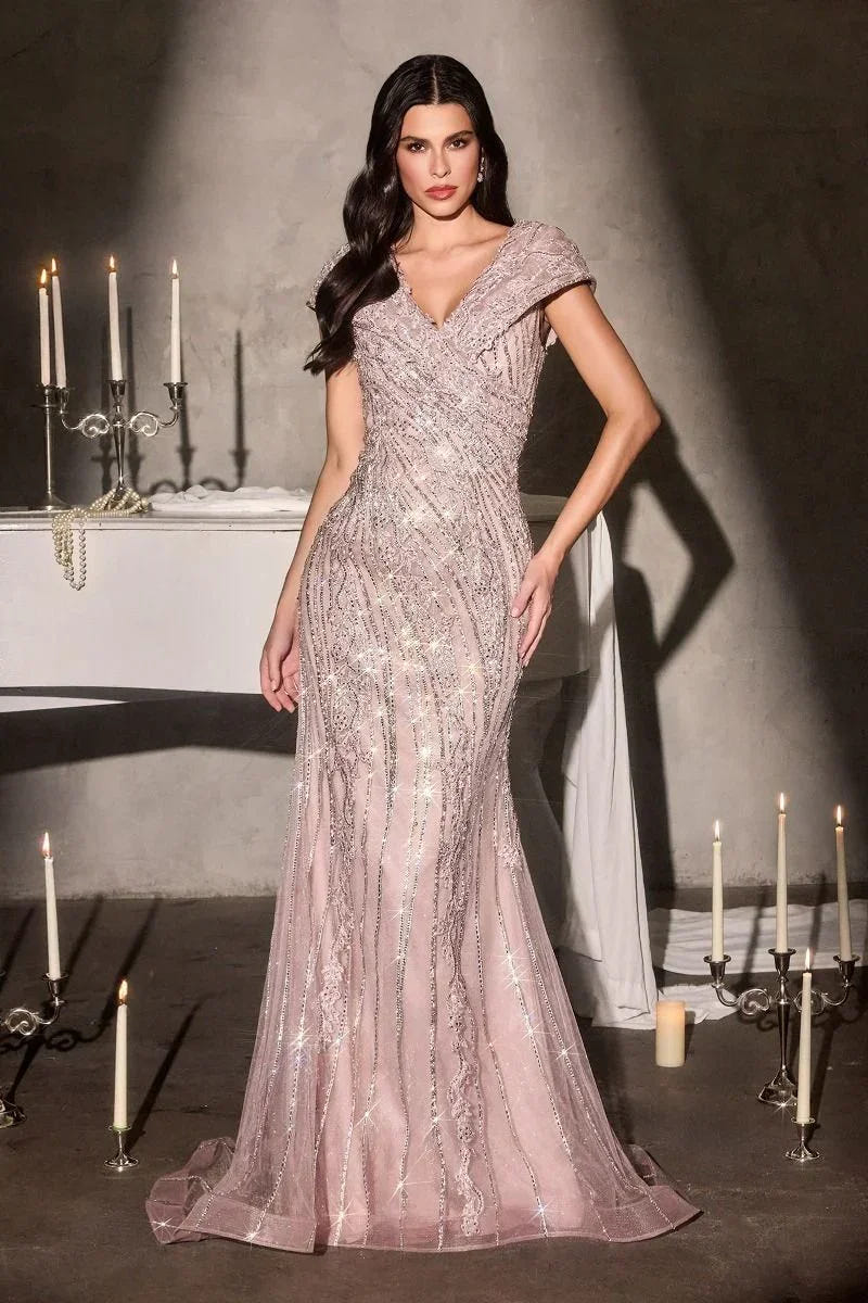 Eleanor Gown - Beaded V-Neck Evening Dress