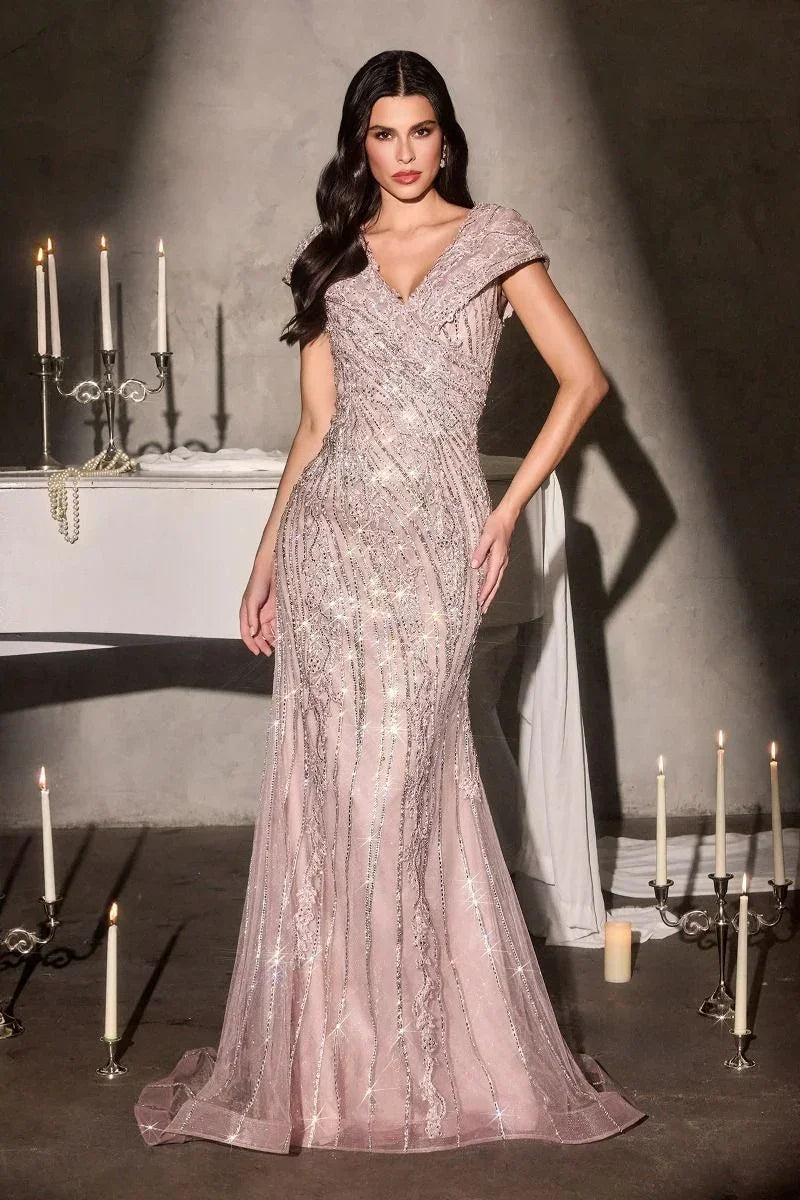 Eleanor Gown - Beaded V-Neck Evening Dress