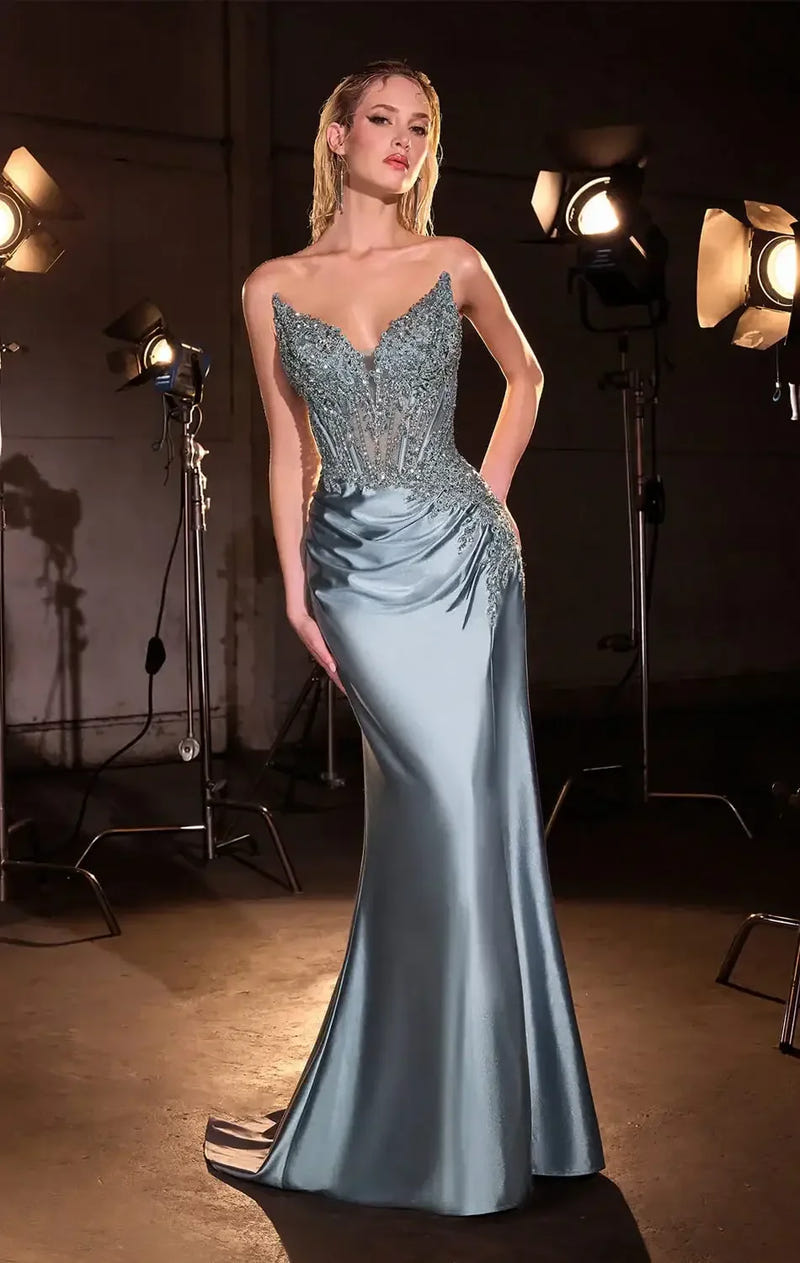 JACLYN GOWN - BEADED BODICE STRAPLESS DRESS