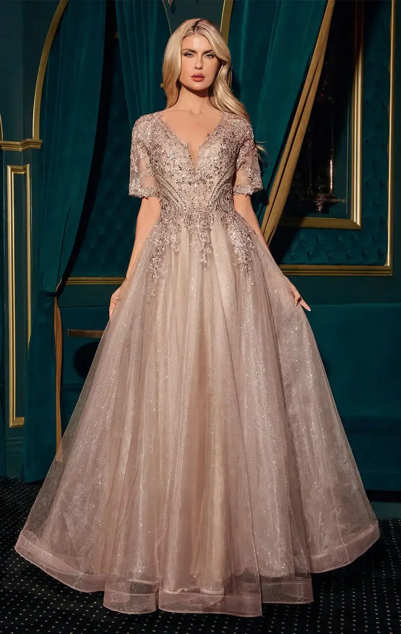 CLAUDIA GOWN - LACE A-LINE GLITTER TULLE FORMAL DRESS