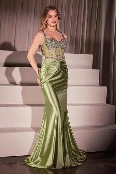 Artemis Gown - Leaf Inspired Crystal & Satin Dress