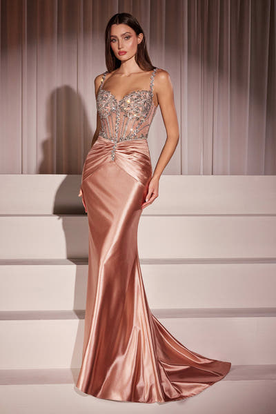Artemis Gown - Leaf Inspired Crystal & Satin Dress