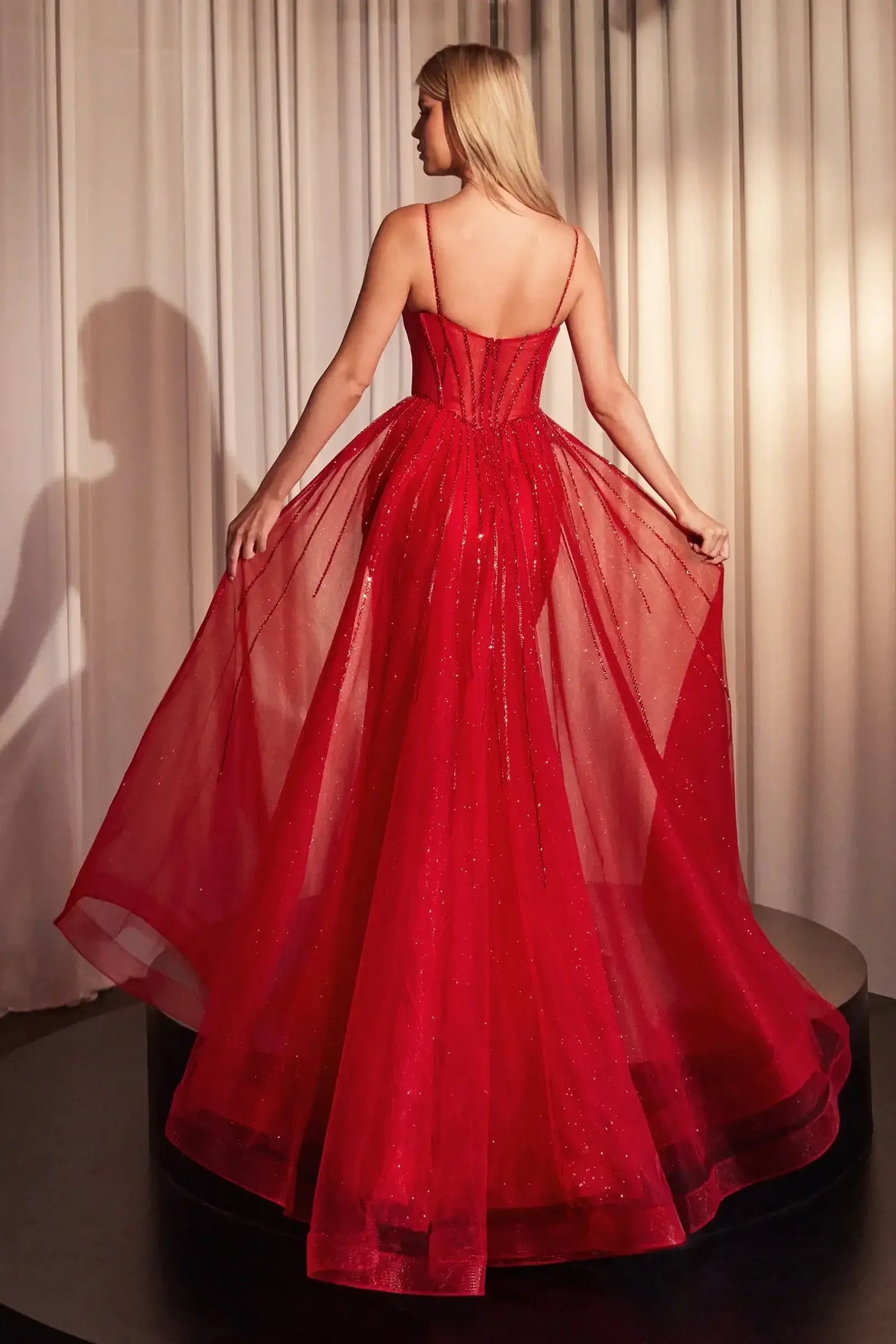 ODESSA GOWN - BEADED FITTED GOWN WITH OVERSKIRT