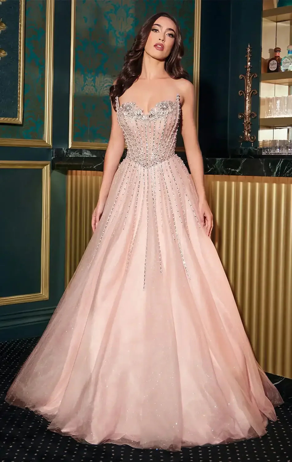 AUGUSTINE GOWN - STRAPLESS BEADED BALL GOWN