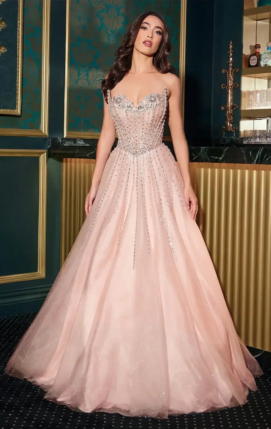AUGUSTINE GOWN - STRAPLESS BEADED BALL GOWN