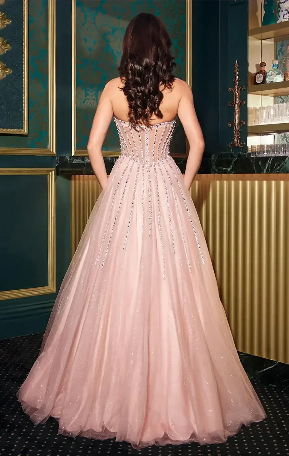 AUGUSTINE GOWN - STRAPLESS BEADED BALL GOWN