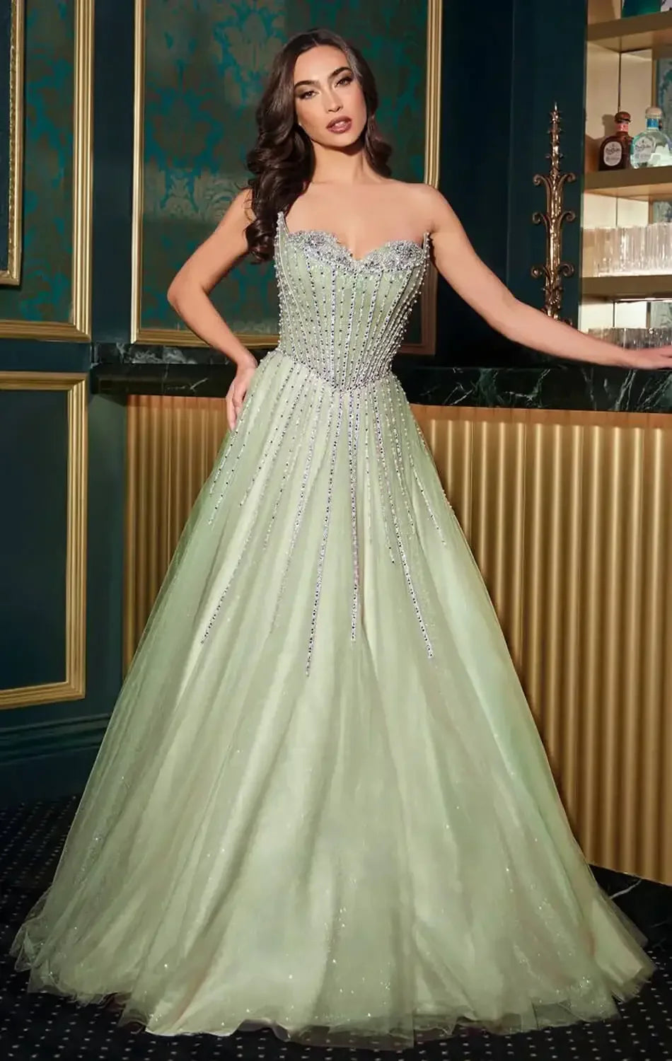 AUGUSTINE GOWN - STRAPLESS BEADED BALL GOWN