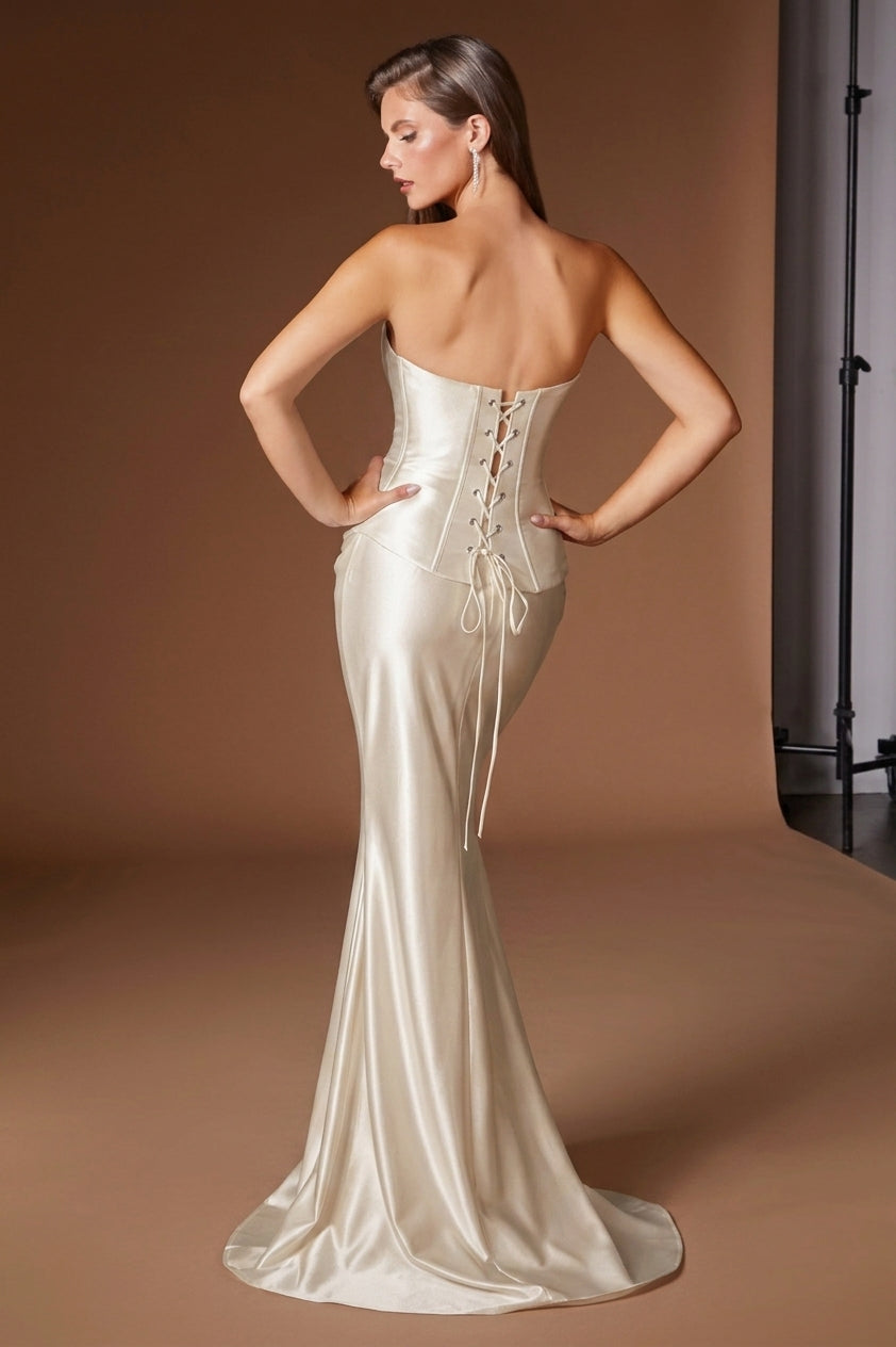 Chase Corset & Skirt Set - Off White Two Piece Gown | Lady Black Tie | Ladivine CH2602W OFF WHITE