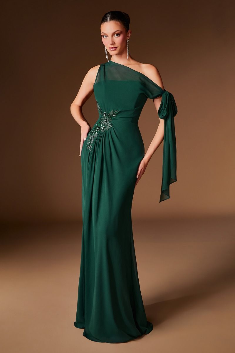 Barbara Gown - Chiffon Dress With Shoulder Tie