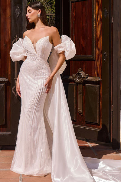 Constantina Gown - Off White Mermaid Gown & Overskirt