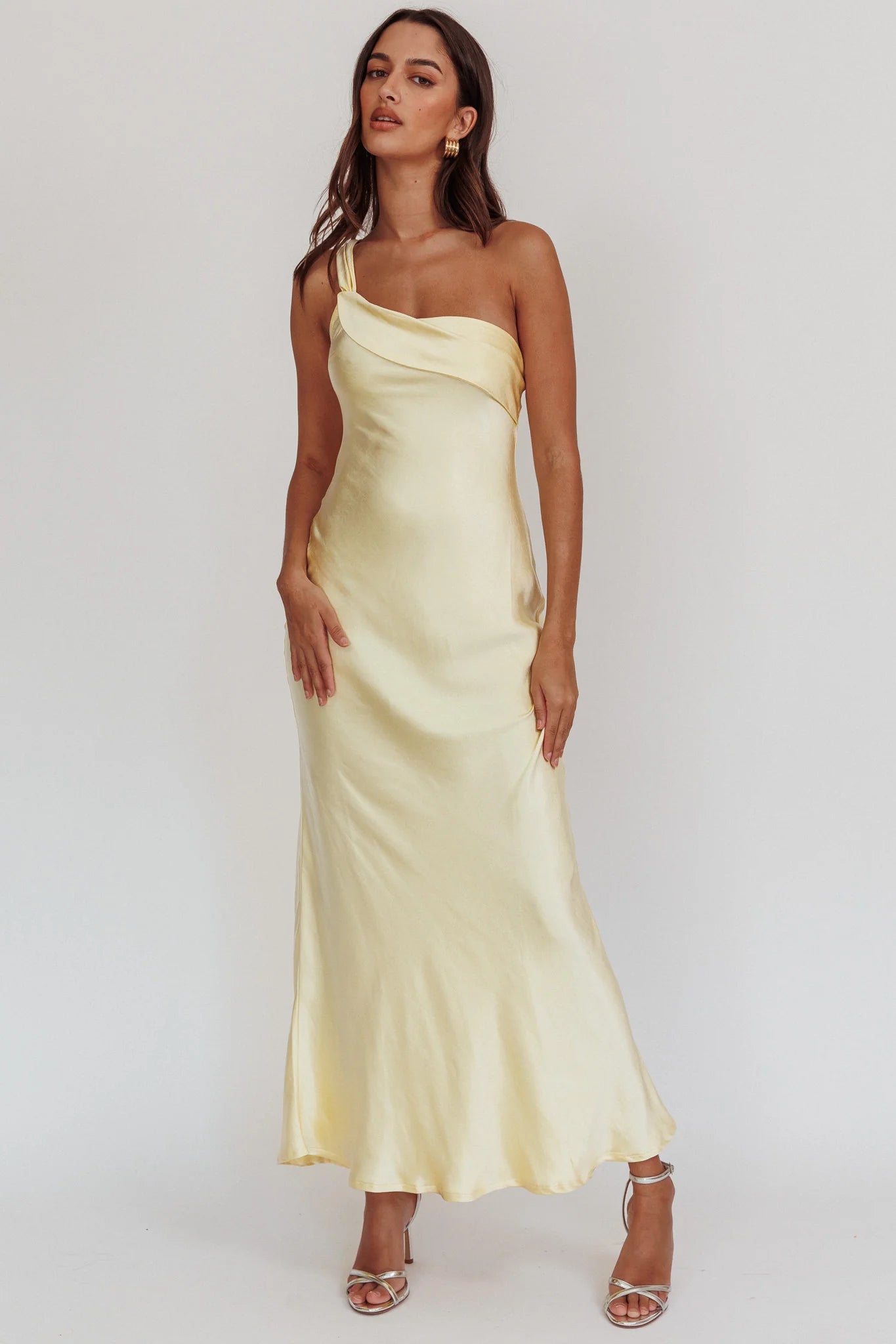 butter yellow satin bridesmaid dress Sheath Silk Satin Yellow Long Bridesmaid Dresses, Yellow / 14 / E