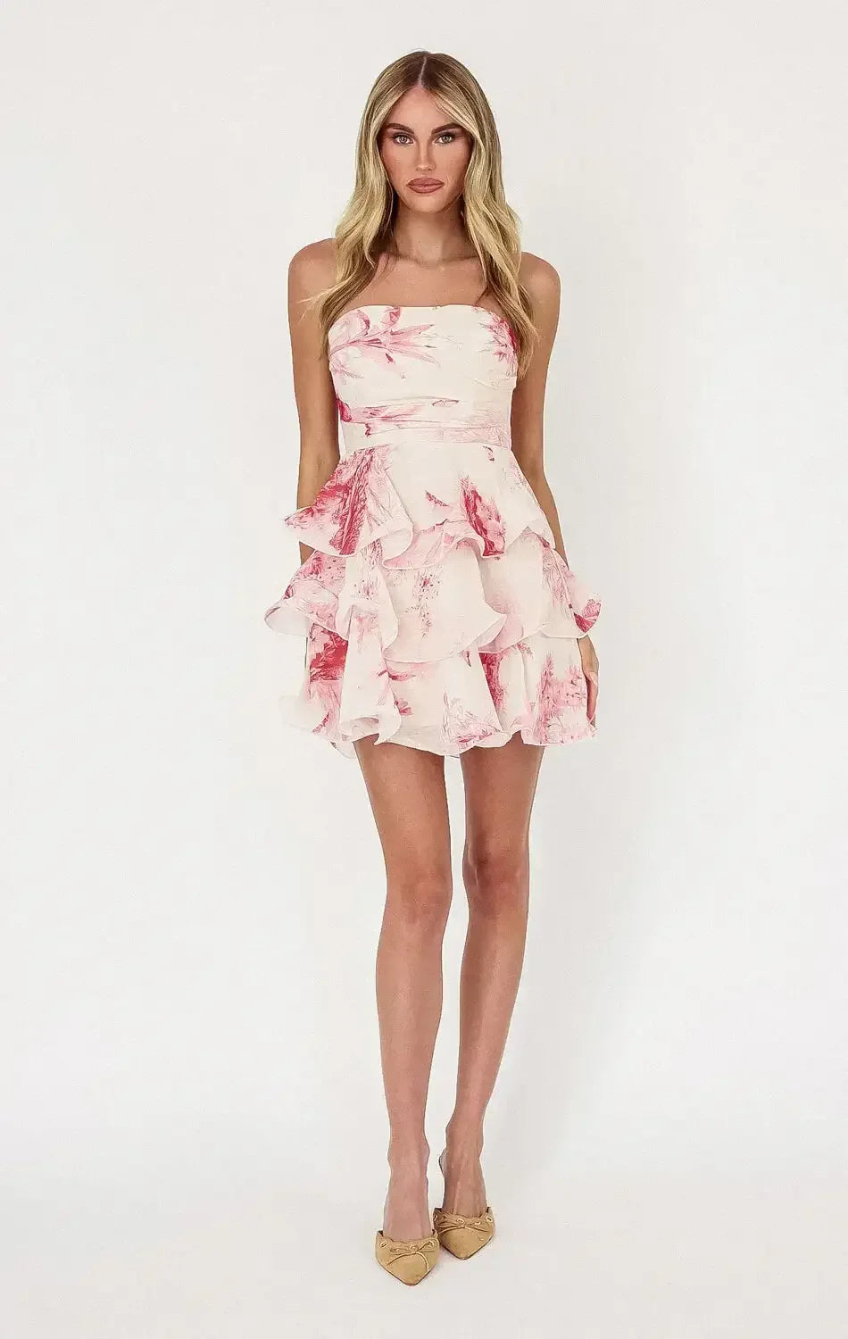 Jessa Tiered Mini Dress - Pink