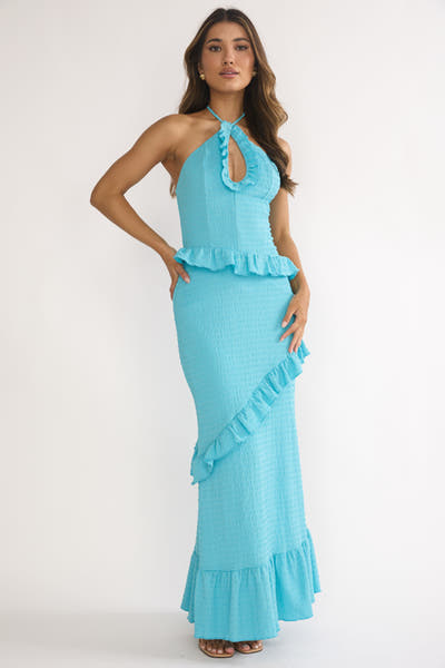 NADIA HALTER MAXI DRESS - OCEAN BLUE