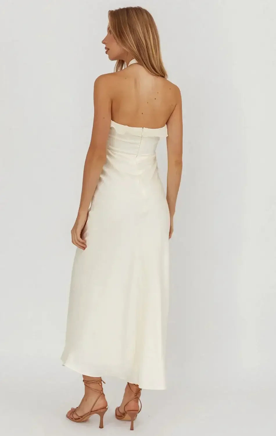 LUMIÈRE HALTER MAXI DRESS - BUTTER YELLOW