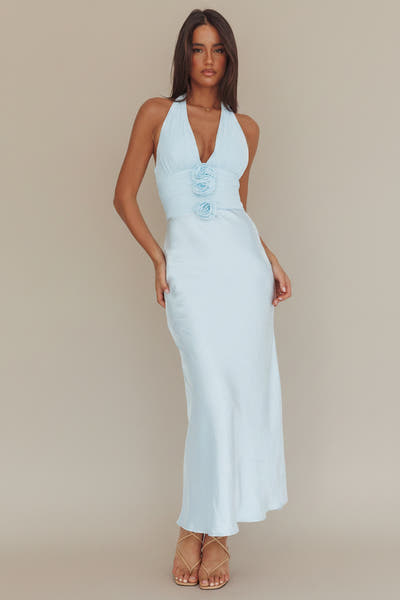 Elsa Halter Maxi Dress - Ice Blue