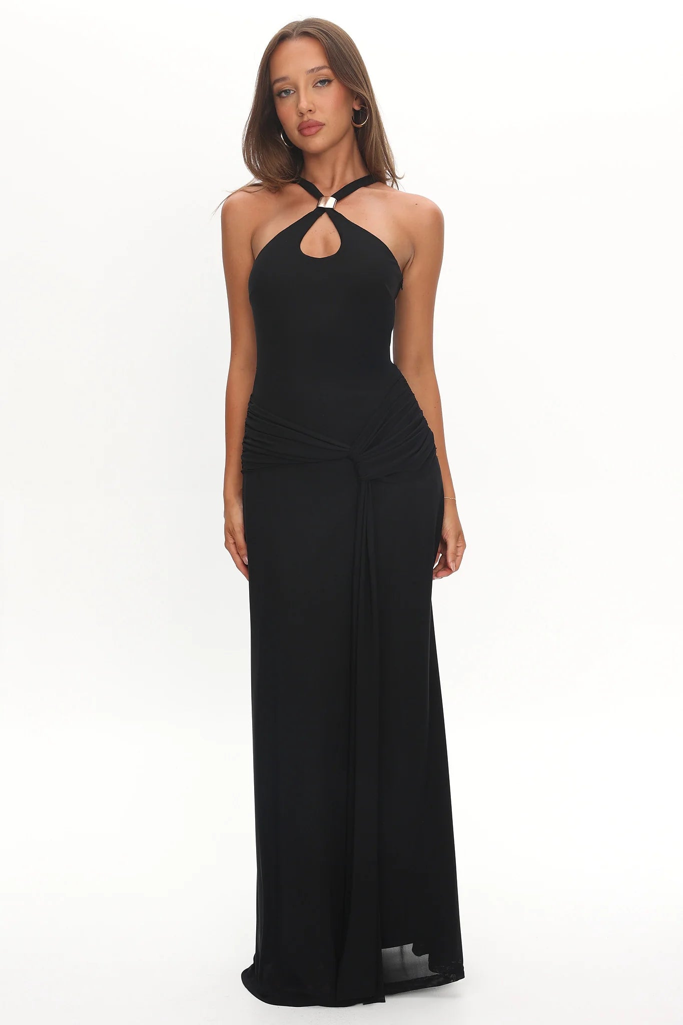 Solange Maxi Dress - Black Halter Long Dress