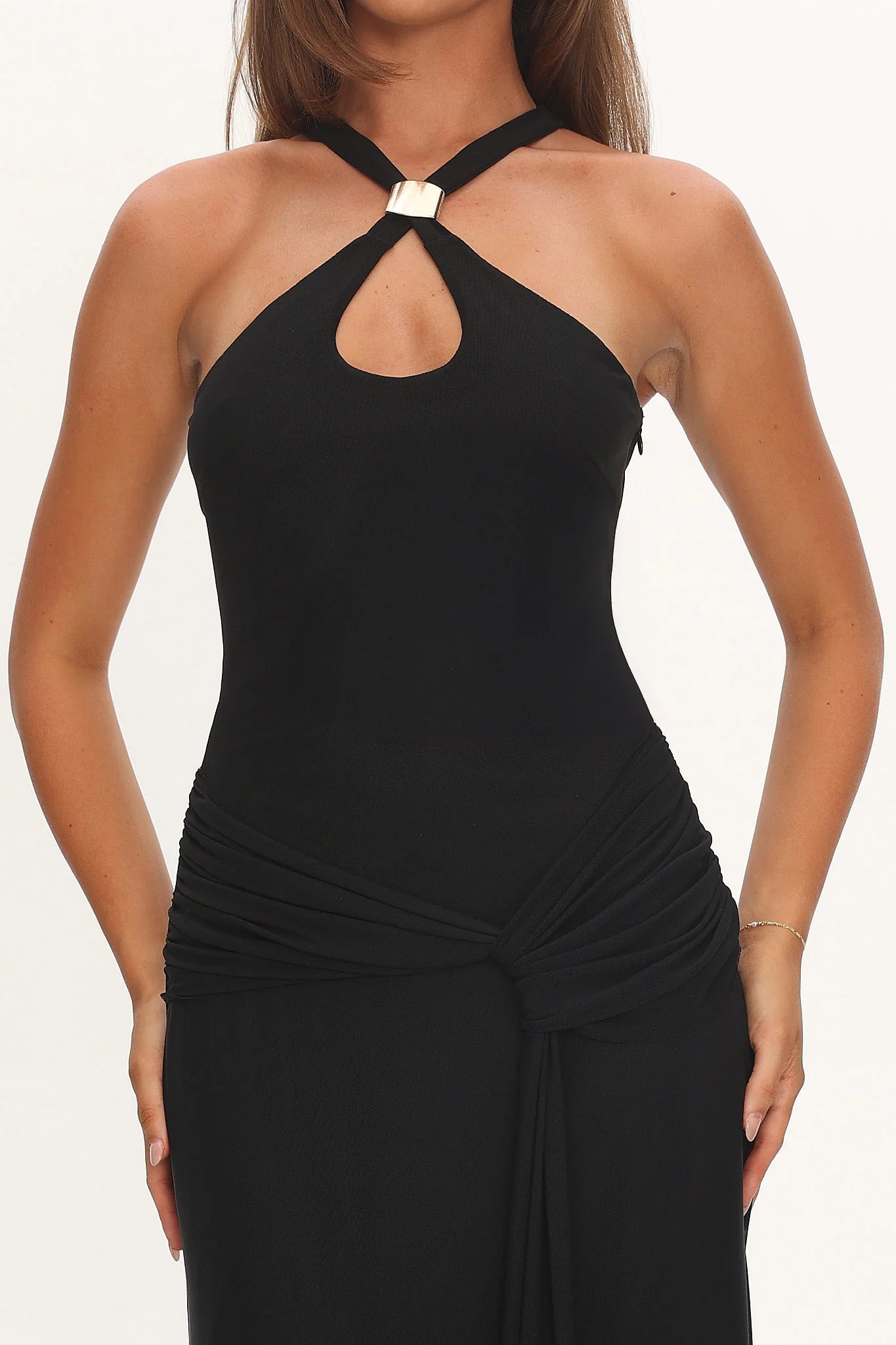 Solange Maxi Dress - Black Halter Long Dress