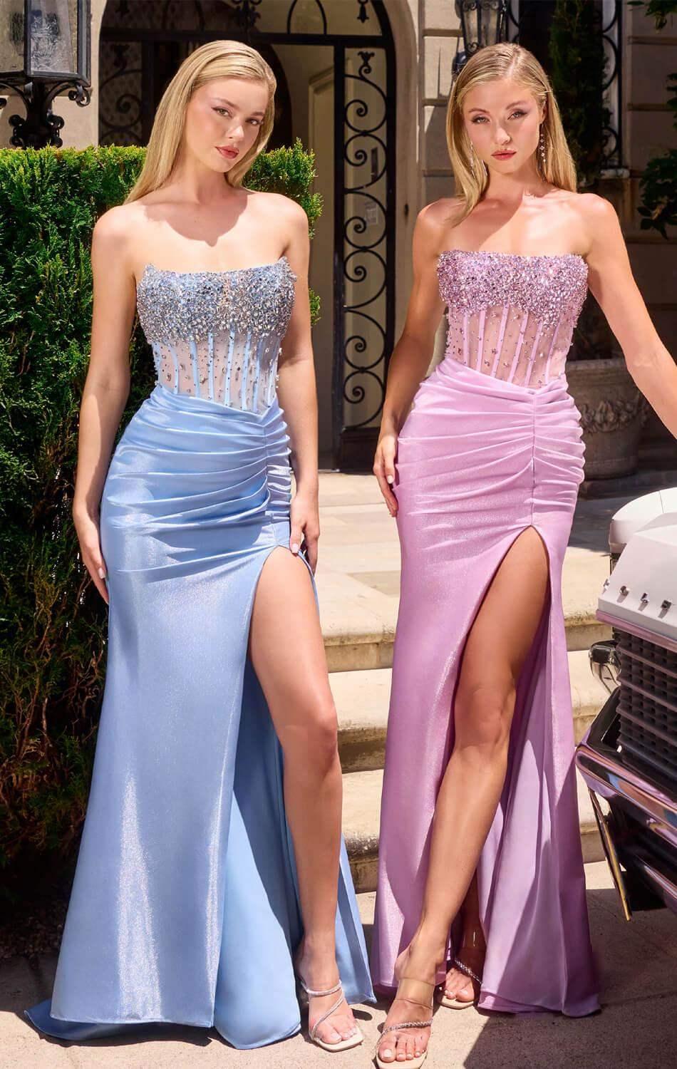 RAQUEL GOWN - STRAPLESS DRESS WITH BEADED BODICE