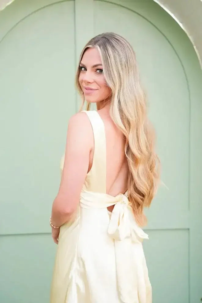 Cory Satin Mini Dress - Lemon Yellow