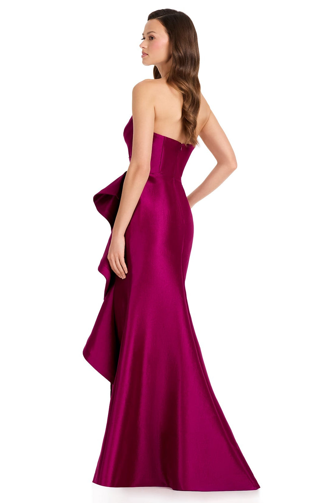 ASHLEYlauren E12368 Strapless Taffeta MOB Gown in Berry | Lady Black Tie