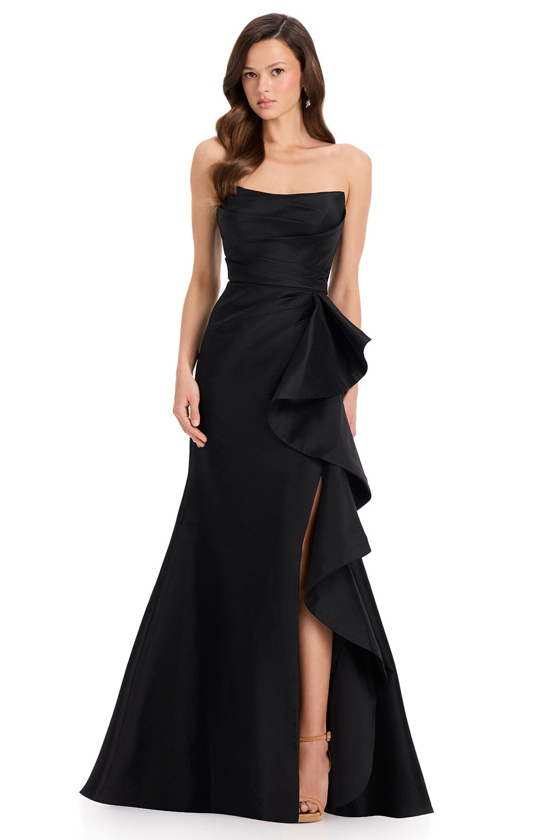 ASHLEYlauren E12368 Strapless Taffeta MOB Gown in Black | Lady Black Tie