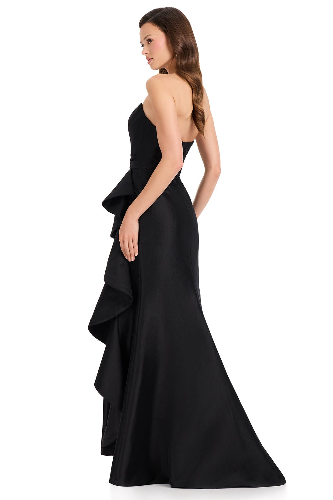 ASHLEYlauren E12368 Strapless Taffeta MOB Gown in Black | Lady Black Tie