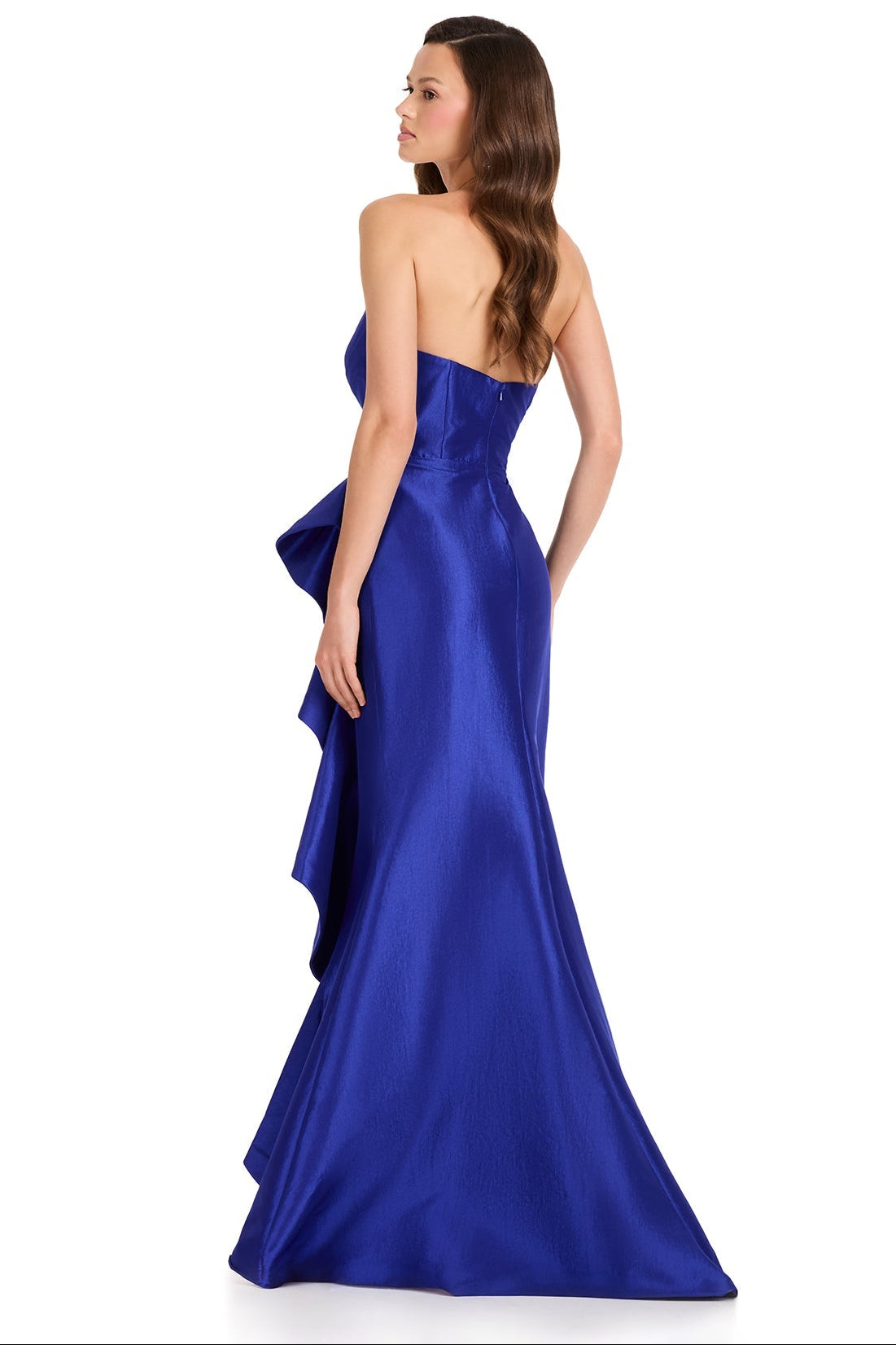 ASHLEYlauren E12368 Strapless Taffeta MOB Gown in Royal | Lady Black Tie