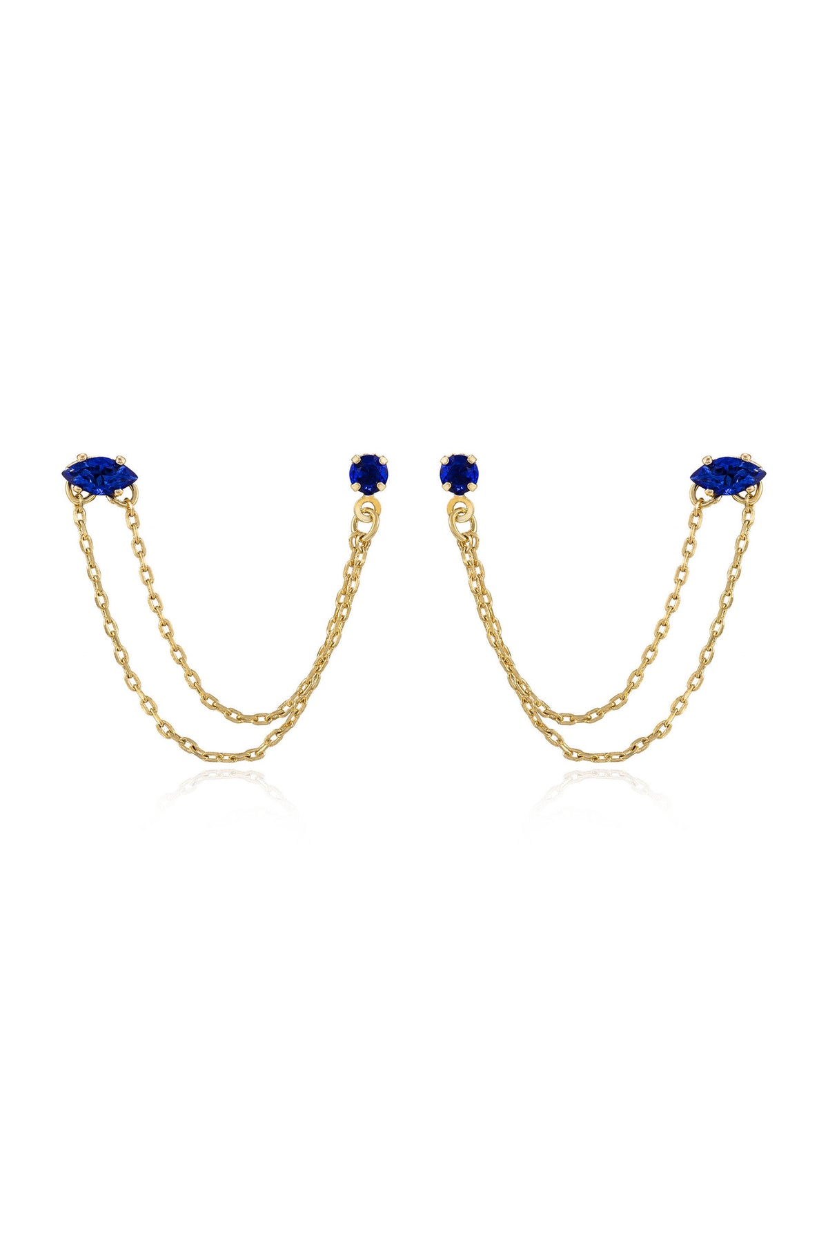 Double Piercing Chain Dangle Earrings