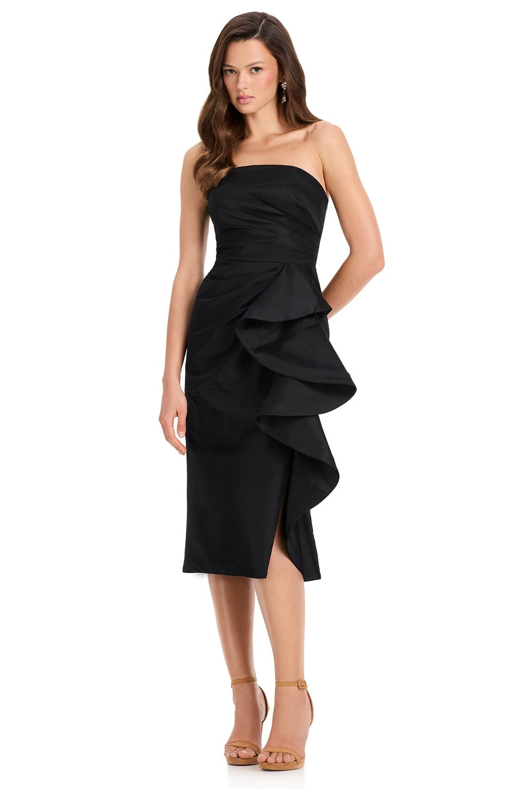 ASHLEYlauren E40005 Strapless Taffeta Cocktail Dress in Black | Lady Black Tie