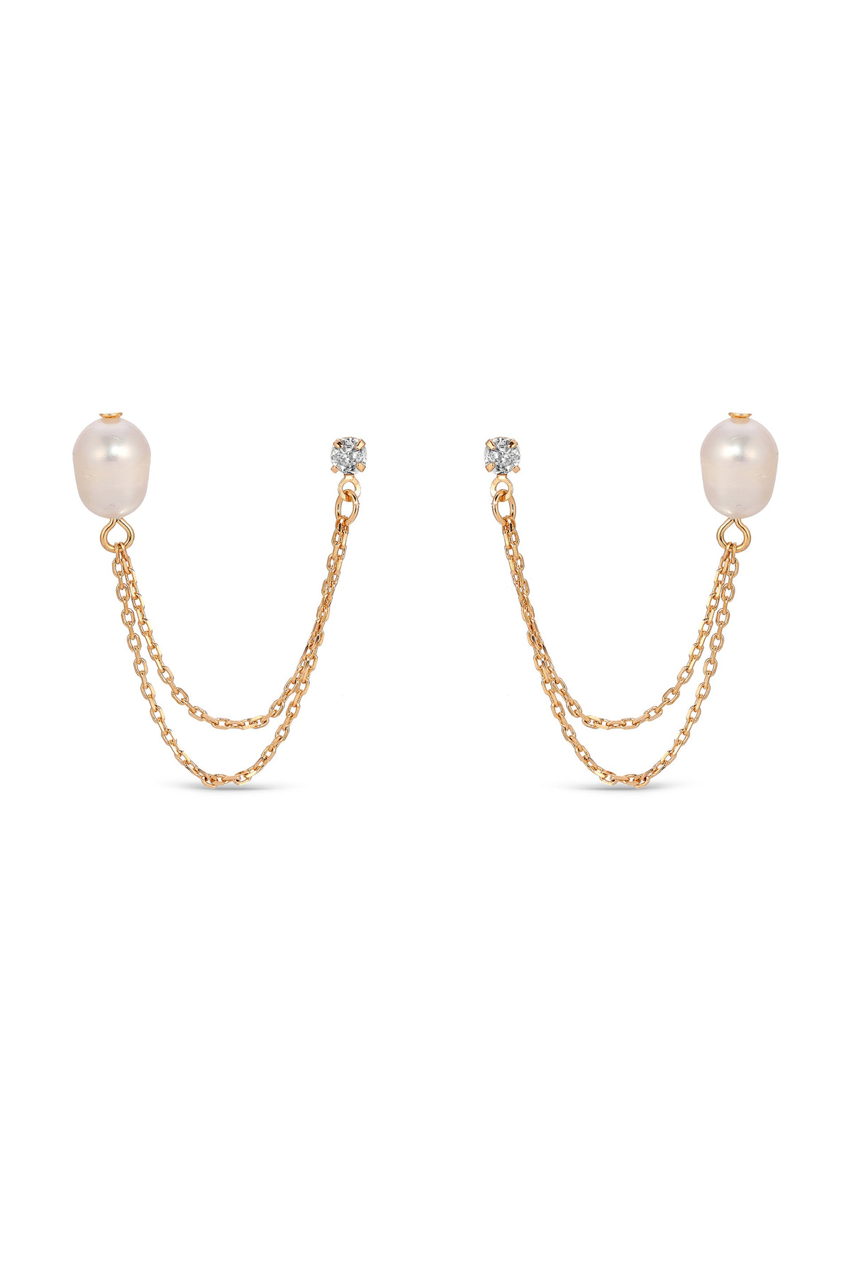 Double Piercing Freshwater Pearl Earring