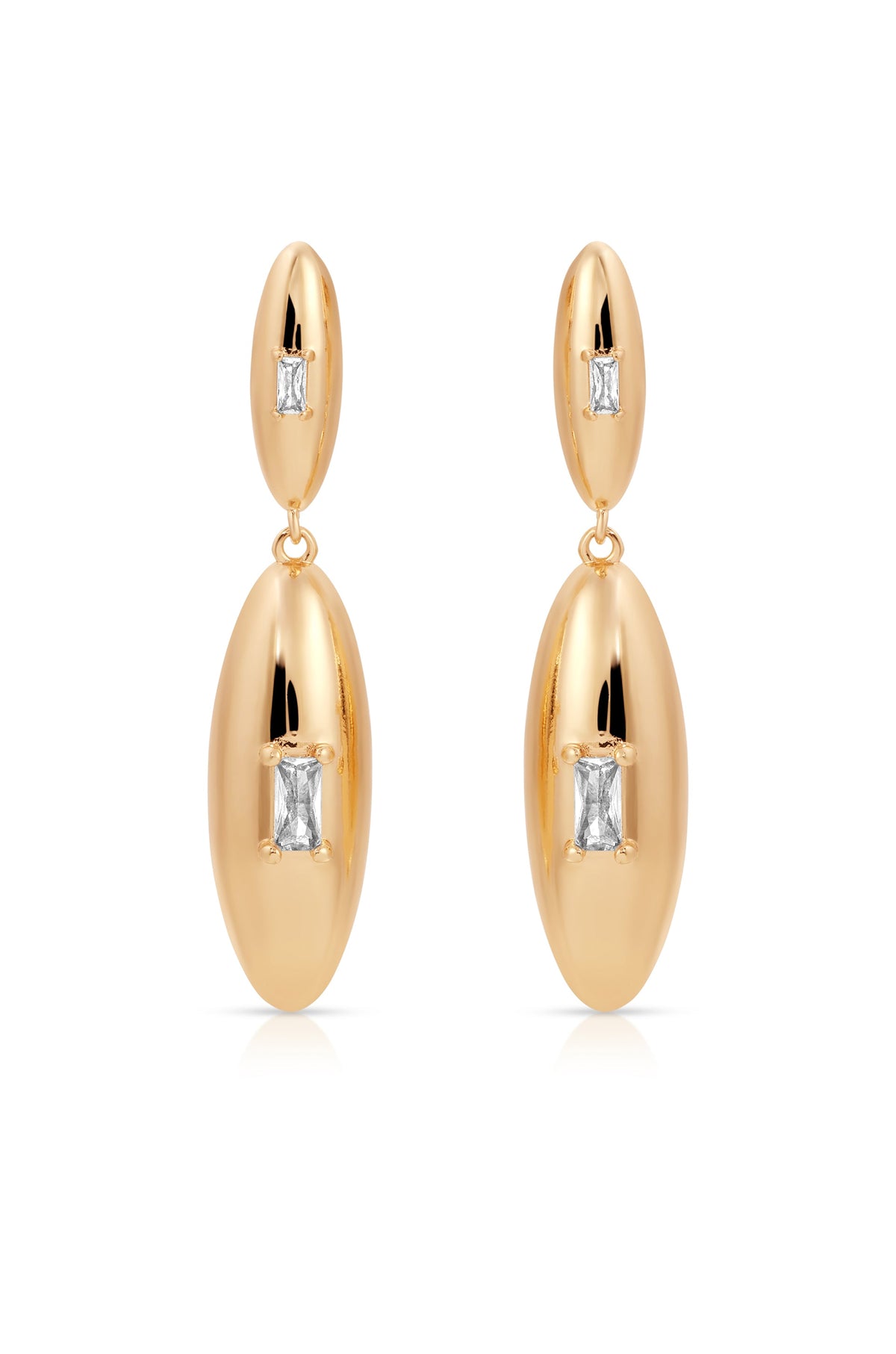Oval Dome Double Drop Earrings