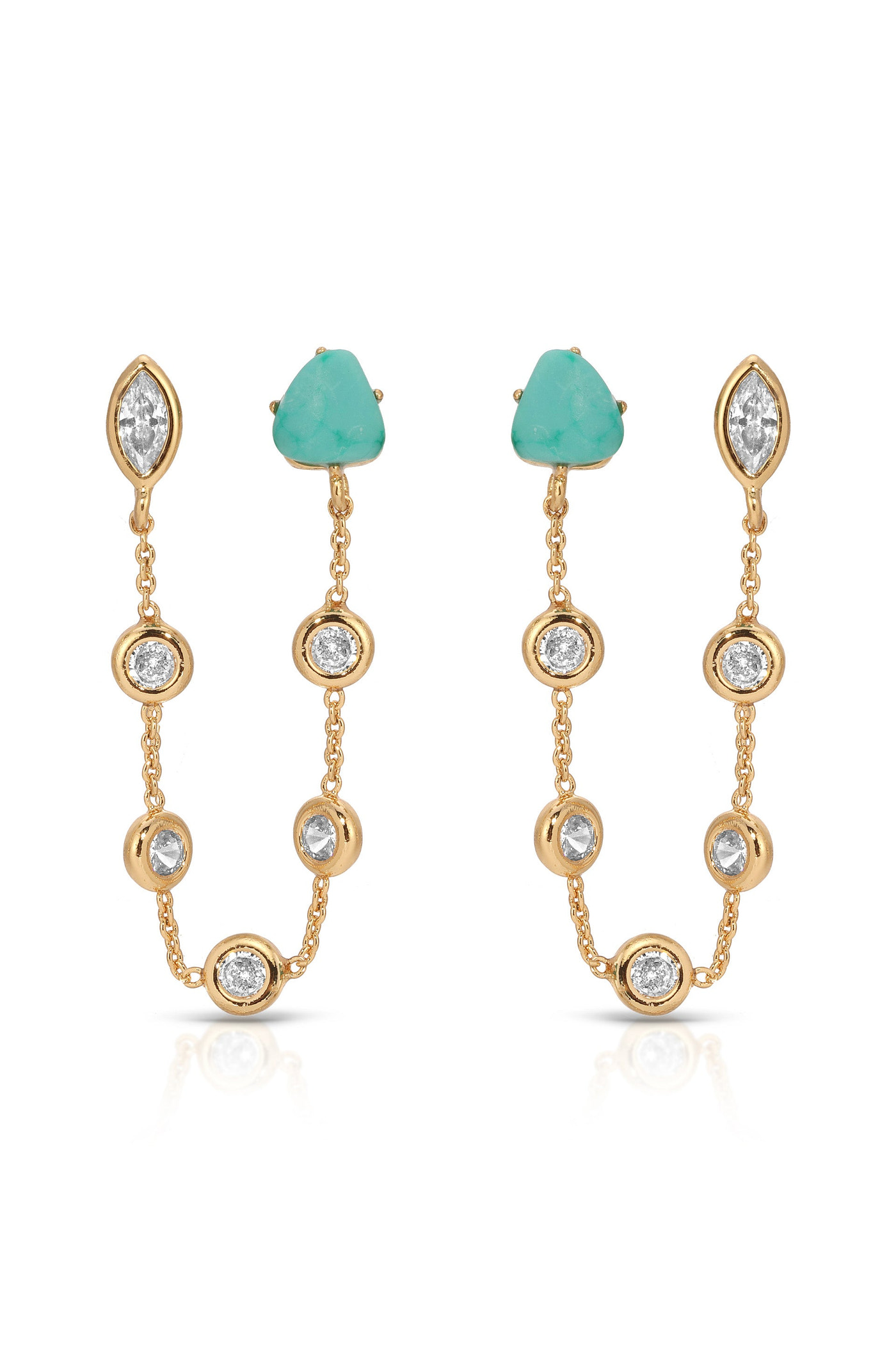 Double Piercing Turquoise Earrings
