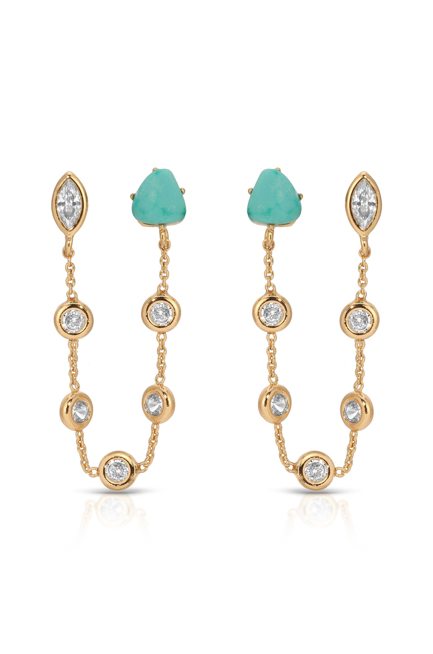 Double Piercing Turquoise Earrings
