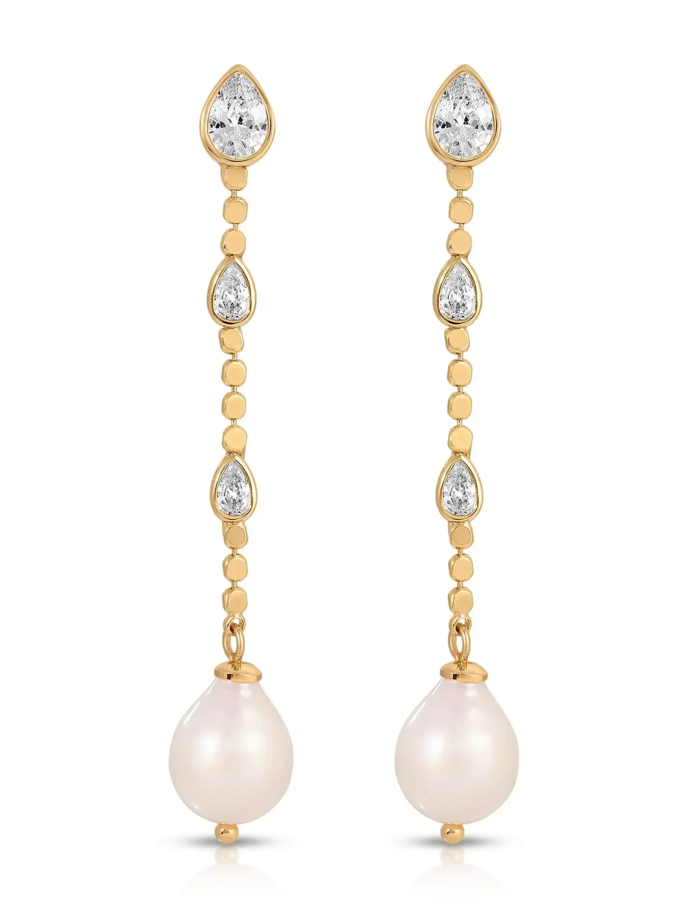 Droplet Crystal and Pearl Earring
