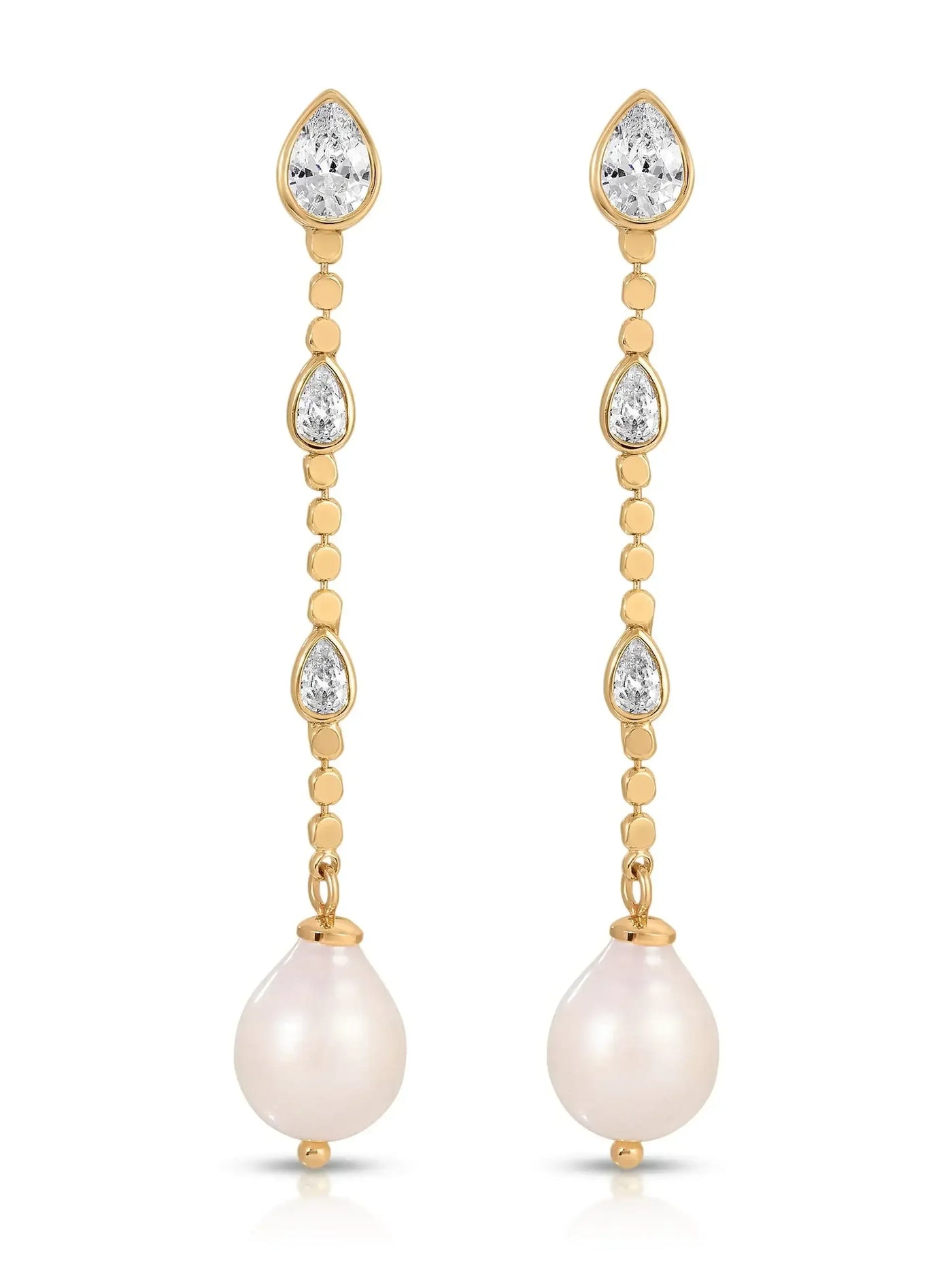 Droplet Crystal and Pearl Earring