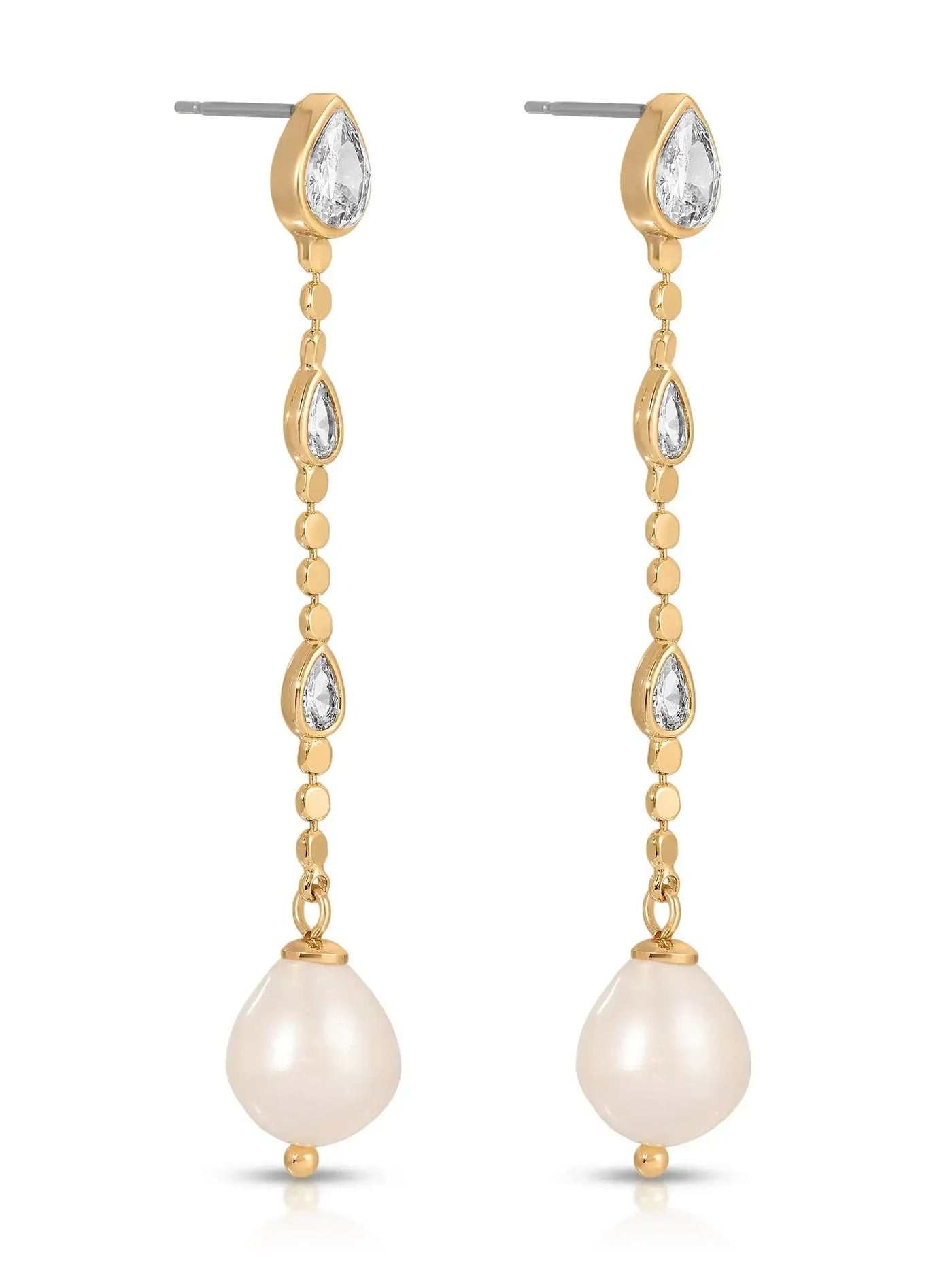 Droplet Crystal and Pearl Earring