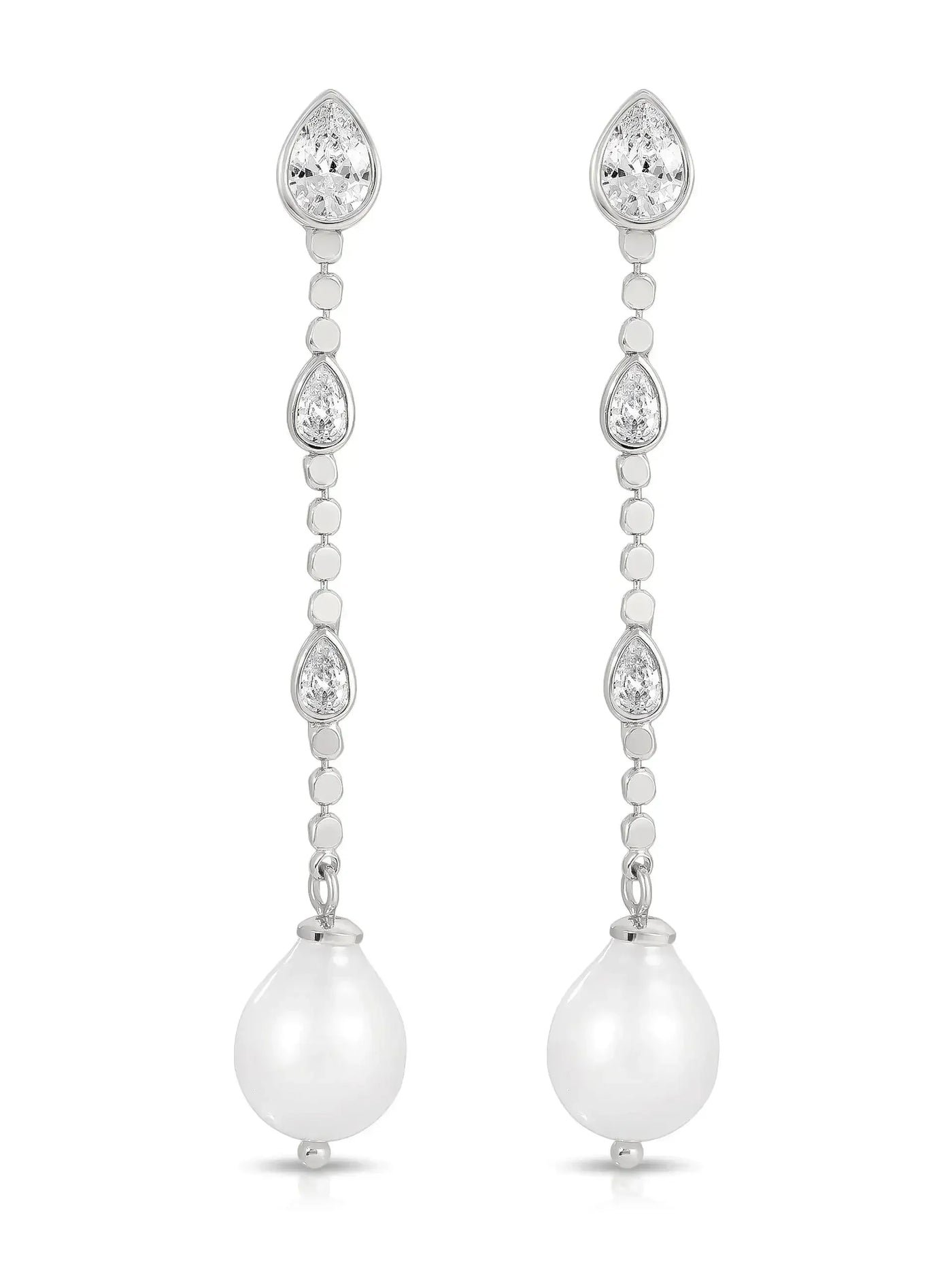 Droplet Crystal and Pearl Earring