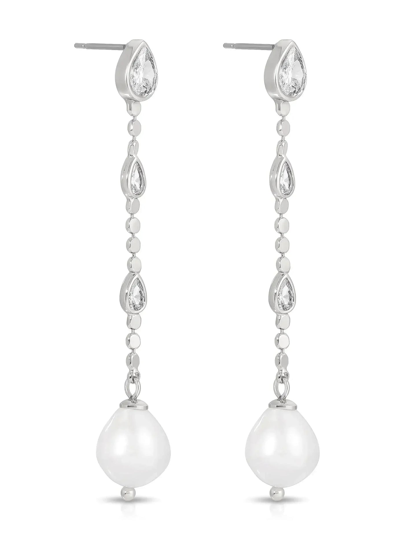 Droplet Crystal and Pearl Earring
