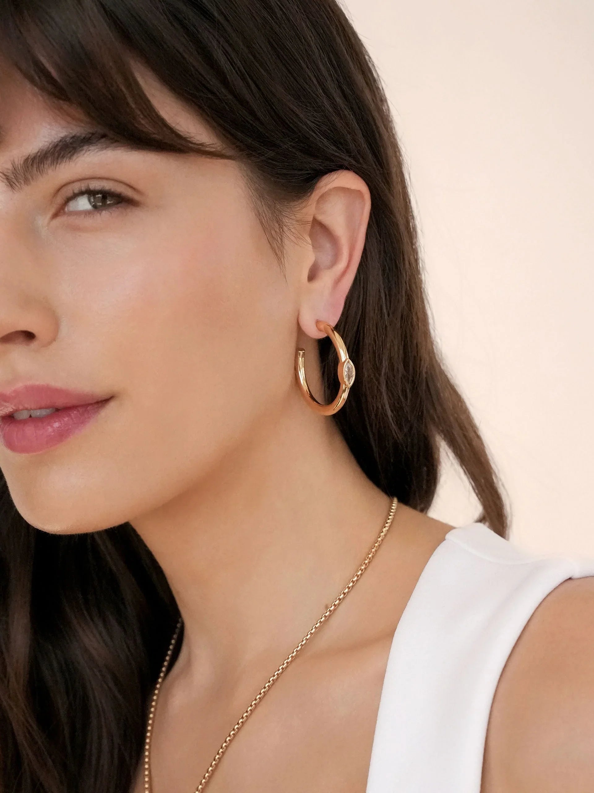 Medium Marquise Crystal Hoops