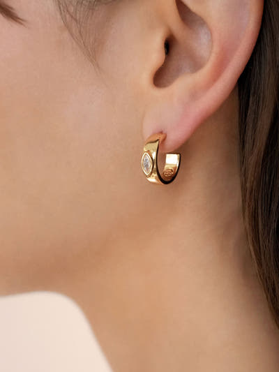 Small Marquise Crystal Hoop Earrings