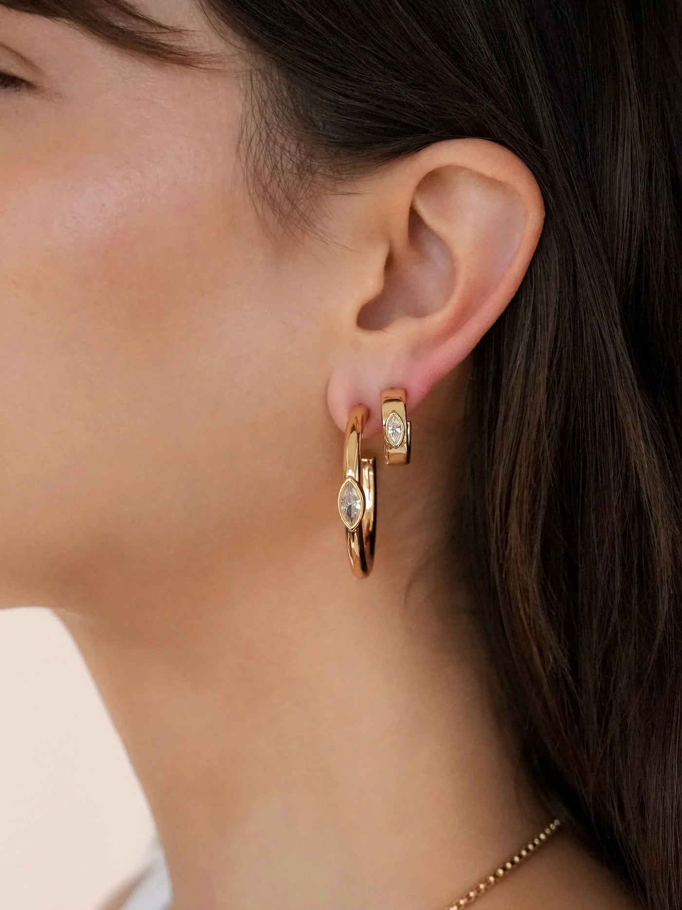 Small Marquise Crystal Hoop Earrings