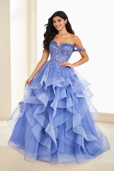 Ellie Wilde EW35084 - Plunging Lace Tulle A-Line Gown