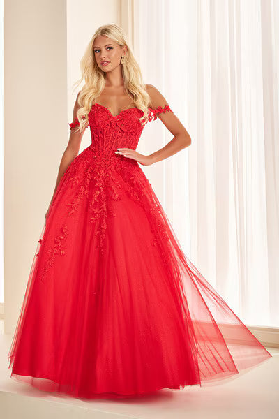 Ellie Wilde EW37028 Lace Ball Gown with Pockets in Red | Lady Black Tie