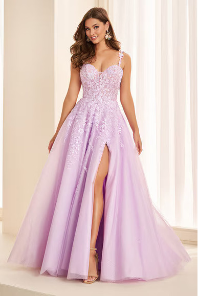 Ellie Wilde EW38124 Floral Embroidered Tulle A-Line Gown in Lilac | Lady Black Tie