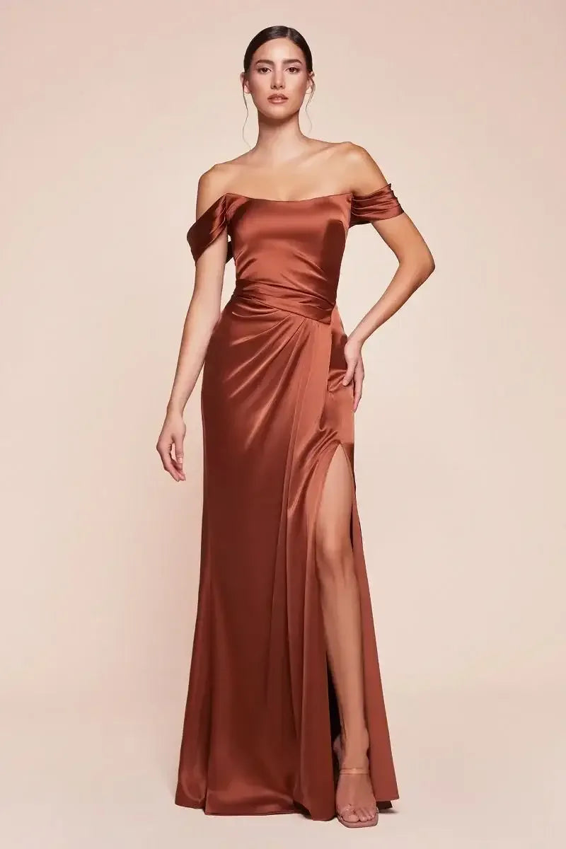 Emerson Gown - Sienna - OFF THE SHOULDER LACE UP CORSET LUXE SATIN GOWN
