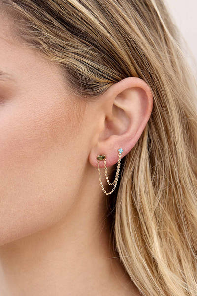 Double Piercing Chain Dangle Earrings