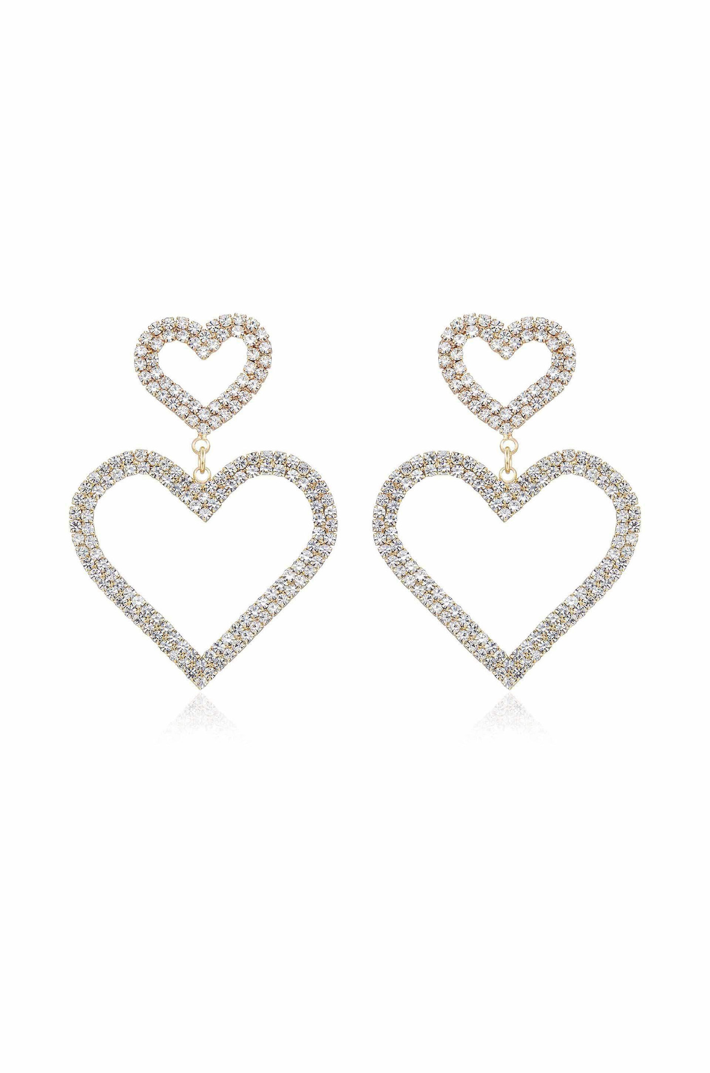 Double Trouble Heart Crystal Earrings