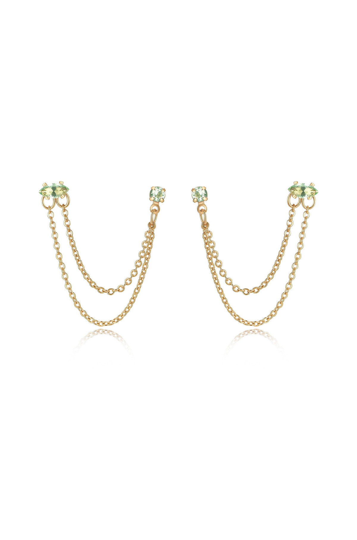 Double Piercing Chain Dangle Earrings
